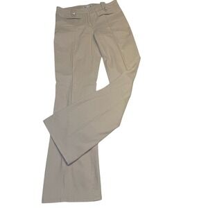 Lillie Rubin light tan stretch bootcut pants with rhinestone buttons